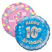 Age 1-10 Birthday Foil Balloons in pink and blue - Size: 45 x 45 cm for Nottingham and UK tracked delivery.