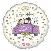 Wedding Foil Balloons - Just Married - Size: 45 x 45 cm for Nottingham and UK tracked delivery.