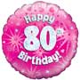 80th Birthday Pink Balloon Small Image