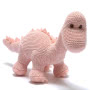 Pink Knitted Diplodocus Dinosaur Baby Rattle Small Image