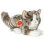 Grey Tabby Cat Lying Grey 20cm Soft Toy Small Image