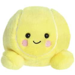 Palm Pals Ace Tennis Ball by Aurora World. This sporty plush fits perfectly in the palm of your hand, and comes with luminous green fluffy fur with embroidered white embroidered details, blushing cheeks and stitched smile.