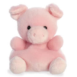 Aurora Palm Pals Wizard Pig soft toy. This farm yard cutie is a bundle of joy, that sits perfectly in the palm of your hand. Coming with super soft pink blush fur, a cute snout, hand stitched nostrils, perky ears, and a really cute expression.