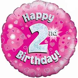 Oaktree UK 2nd Birthday Girl Balloon