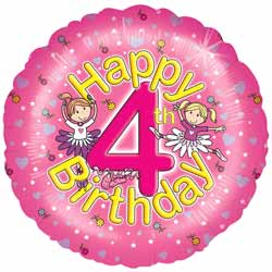 4th Birthday Girl Balloon