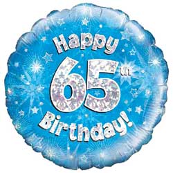 65th Birthday Blue Balloon