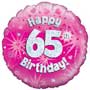 65th Birthday Pink Balloon Small Image