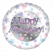 Anniversary Foil Balloons including Happy Anniversary, 25th, 30th, 40th, 50th and 60th Anniversary Balloons - Size: 45 x 45 cm.