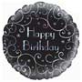 Birthday Black Swirls Foil Balloon Small Image