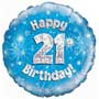 21st Birthday Boy Balloon Small Image