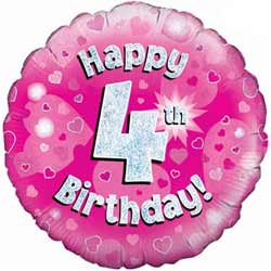 Oaktree UK 4th Birthday Girl Balloon