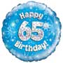 65th Birthday Blue Balloon Small Image