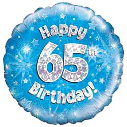 Oaktree UK 65th Birthday Blue Balloon