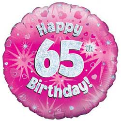 Oaktree UK 65th Birthday Pink Balloon