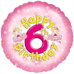 Oaktree UK 6th Birthday Girl Balloon