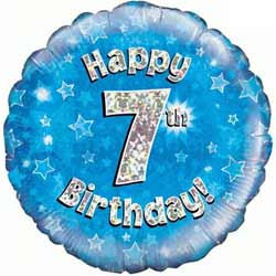 Oaktree UK 7th Birthday Blue Balloon
