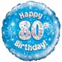80th Birthday Blue Balloon