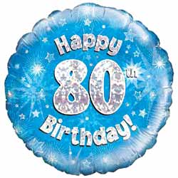 Oaktree UK 80th Birthday Blue Balloon