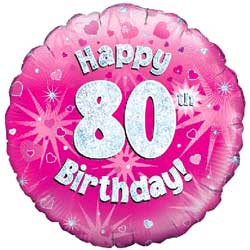 Oaktree UK 80th Birthday Pink Balloon