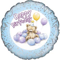 Oaktree UK Birthday Bear Blue Balloon