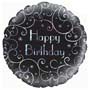 Balloons Birthday Black Swirls Foil Balloon Uninflated