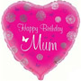 Balloons Happy Birthday Mum Foil Balloon Uninflated