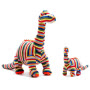 Best Years Diplodocus Knitted Dinosaur Toy Rainbow Stripe together