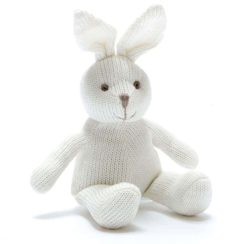 Best YearsKnitted Cotton White Bunny Baby Rattle