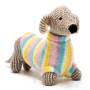 Knitted Sausage Dog Pastel Jumper Baby Rattle
