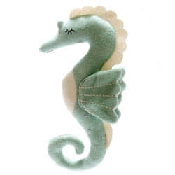 Best Years Knitted Cotton Sea Green Seahorse Toy. This knitted seahorse is made from sustainably sourced cotton. Part of the sea life range of organic cotton Scandi toys that are characterised by their muted colours and minimalist designs. They are well m