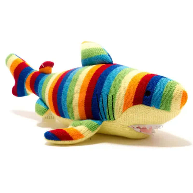 Best YearsKnitted Shark Soft Toy with Bold Stripes