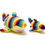 Best Years Knitted Shark Soft Toy with Bold Stripes Together