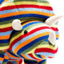 Best Years Knitted Triceratops Dinosaur Toy Rainbow Stripes close