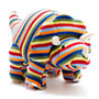 Knitted Triceratops Dinosaur Toy Rainbow Stripes