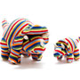 Best Years Knitted Triceratops Dinosaur Toy Rainbow Stripes together