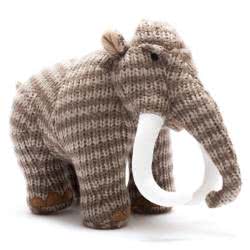 Best Years Knitted Woolly Mammoth Toy. This is Monty Mammoth he is made from 100% acrylic yarn with recycled polyester stuffing. Coming with a gorgeous two-tone brown knitted fur, cute ears, soft white tusks and hand stitched eyes.