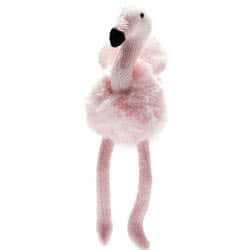 Best Years Pink Flamingo Baby Rattle with Tweed Legs. Soft and pink, this new Flamingo baby rattle combines tactile knitted wings, fluffy soft body and lovely tweed pink legs. Made from acrylic with tweed legs, recycled polyester fill.