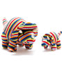 Best Years Triceratops Knitted Dinosaur Rattle Rainbow Stripe together