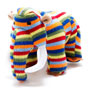 Best Years Woolley Mammoth Knitted Dinosaur Rattle Rainbow Stripes left