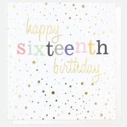Gold Confetti 16th Birthday Card