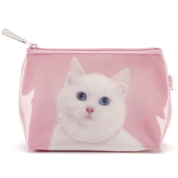 Cat with Pearl Necklace Make-Up Bag