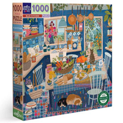 eeBoo Blue Kitchen 1000 Piece Jigsaw Puzzle, 90% recycled materials, vegetable based inks.