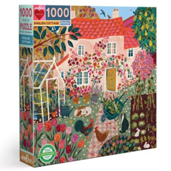 eeBoo English Cottage 1000 Piece Jigsaw Puzzle, 90% recycled materials, vegetable based inks.