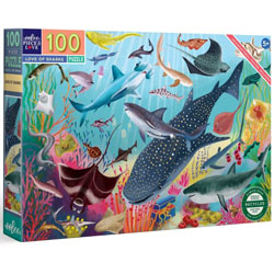 Eeboo Love of Sharks 100 Piece Puzzle
