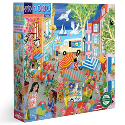eeBoo Marketplace in France 1000 Piece Jigsaw Puzzle, 90% recycled materials, vegetable based inks.