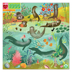 eeBoo Otters 1000 Piece Jigsaw Puzzle, 90% recycled materials, vegetable based inks.
