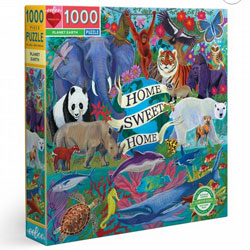 eeBoo Planet Earth 1000 Piece Jigsaw Puzzle, 90% recycled materials, vegetable based inks.