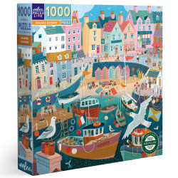 Eeboo Seaside Harbour 1000 Piece Jigsaw Puzzle featuring vibrant colours bringing this busy seaside town to life.
