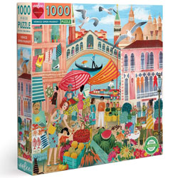 eeBoo Venice Open Market 1000 Piece Jigsaw Puzzle, 90% recycled materials, vegetable based inks.