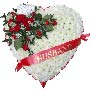 Funeral Flowers Funeral Heart Roses - Sash - No Sash